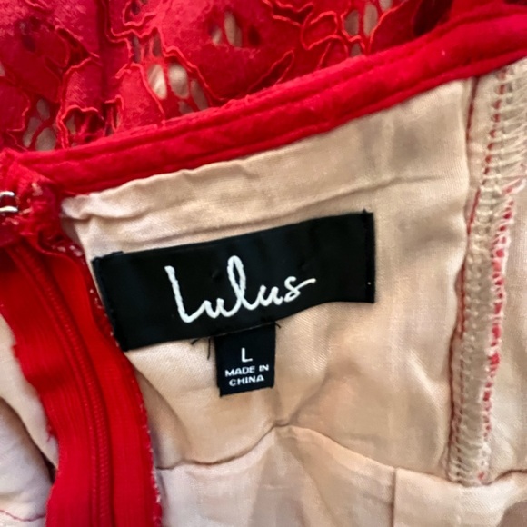 ~Lulus~ Elegant Red Lace Dress - Picture 5 of 5